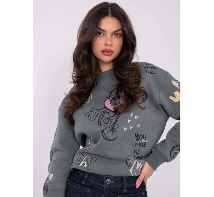 Mikina D10608BC02804A khaki barva Mikina D10608BC02804A khaki barva