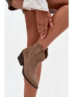 Dámské kovbojské kotníkové boty z přírodní velurové kůže Beretta – béžové