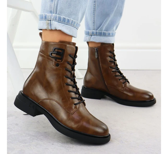 Dámské hnědé kožené boty model 21905409 - FILIPPO