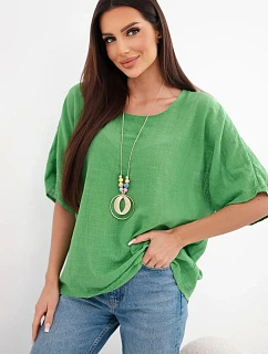 Dámská bavlněná oversize halenka s krátkým rukávem zelená