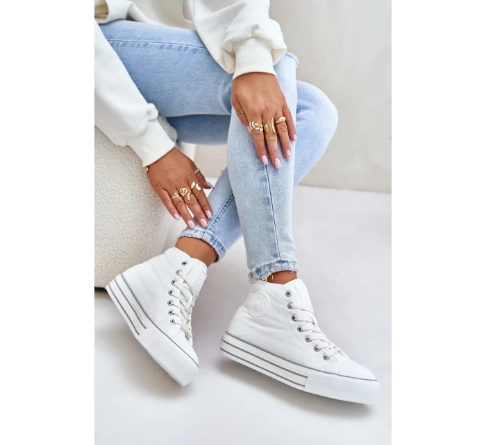 Zateplené dámské tenisky na platformě model 21675260 bílé - Big Star Shoes