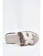 Dámské Kožené Pantofle S Suchým Zipem Leopard Vinceza 66769 Světle Béžové