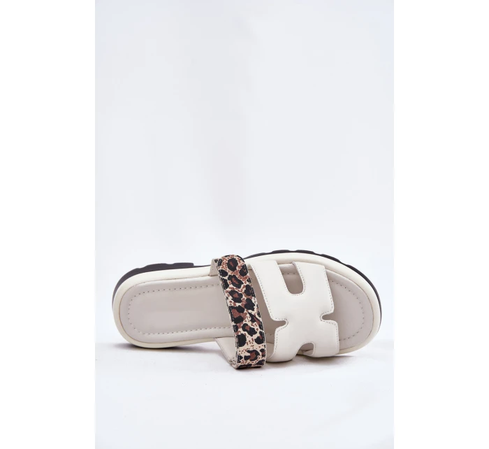 Dámské Kožené Pantofle S Suchým Zipem Leopard Vinceza 66769 Světle Béžové