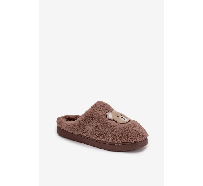 Dámské pantofle s beránkem a medvídky čokoládové Temiena Dámské pantofle s beránkem a medvídky čokoládové Temiena