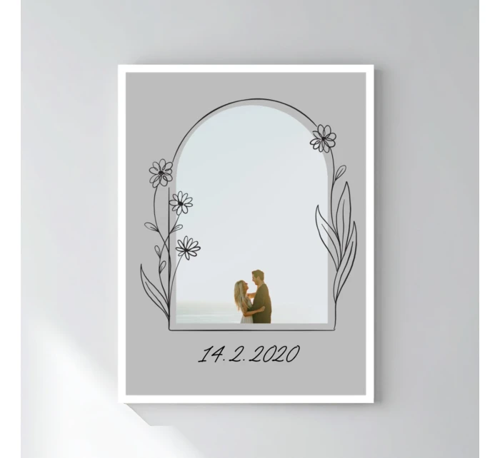 Personalizovaný magický fotoobraz v rámu - 30x40 - květinové ohraničení Personalizovaný magický fotoobraz v rámu - 30x40 - květinové ohraničení