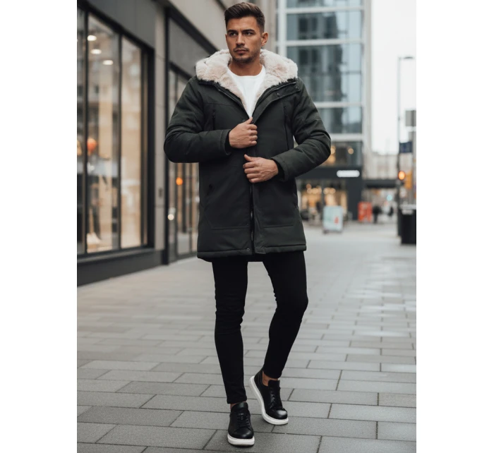 Pánská zimní bunda parka s kapucí zelená FashionStreet TX4966z