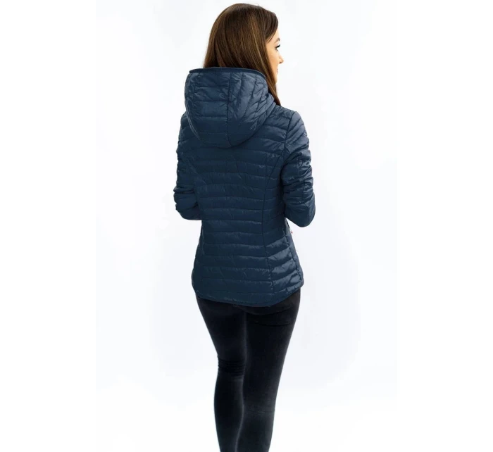 Tmavě modrá prošívaná bunda s kapucí (B1078-30)