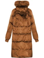 Dámská zimní manšestrová bunda v karamelové barvě s kapucí (7763)