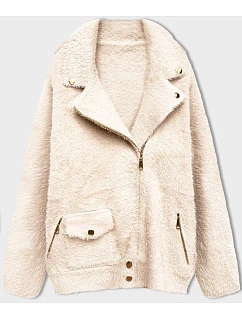 Krátká vlněná bunda typu "alpaka" v ecru barvě model 18420059 - MADE IN ITALY