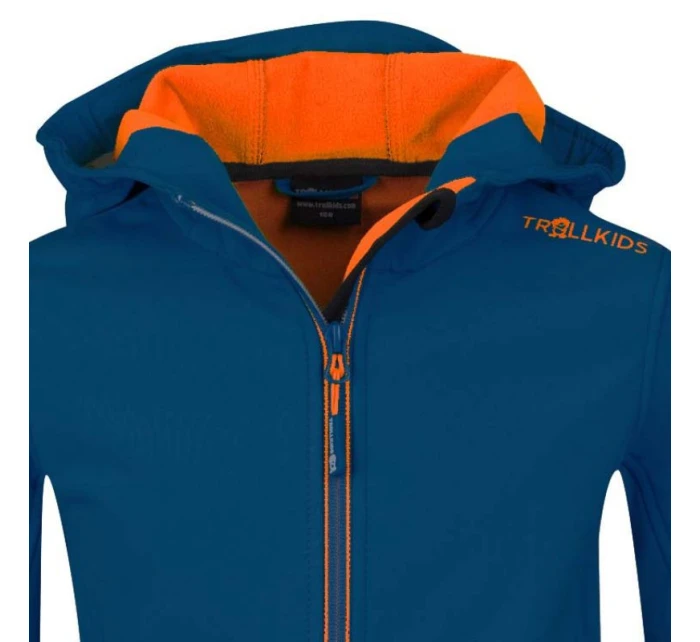 Trollkids Dětská softshellová bunda Trollfjord Jacket s kapucí modrá (161-142)
