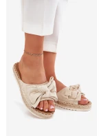 Dámské Pantofle Na Platformě S Pletením A Mašlí Béžové model 21700102 - Boto