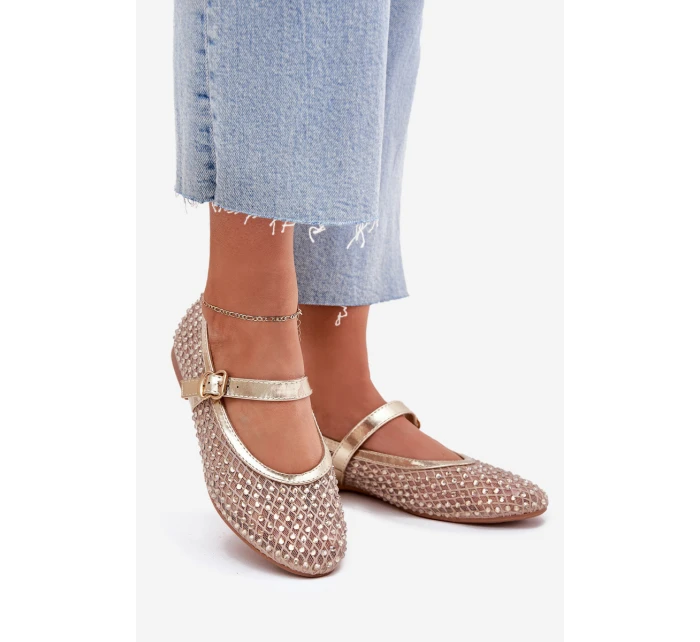 Zdobené Dámské Baletky S Pásem A Sponou Zlaté Avirae Zdobené Dámské Baletky S Pásem A Sponou Zlaté Avirae
