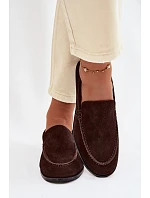 Dámské mokasiny z pravé semišové kůže Big Star TT274208 Čokoládové Dámské mokasiny z pravé semišové kůže Big Star TT274208 Čokoládové