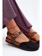 Kožené semišové dámské sandály s uzavřenými prsty Maciejka H7365-01 Černé