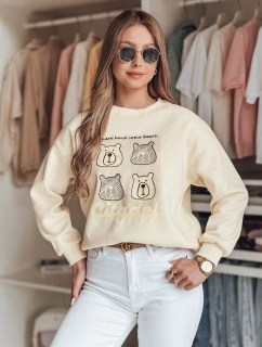 Dámská oversize mikina s medvídky MISOBEARS ecru FashionStreet BY1435