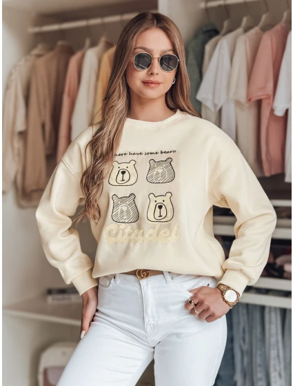 Dámská oversize mikina s medvídky MISOBEARS ecru FashionStreet BY1435