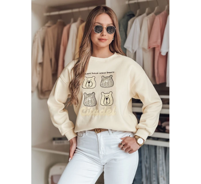 Dámská oversize mikina s medvídky MISOBEARS ecru FashionStreet BY1435