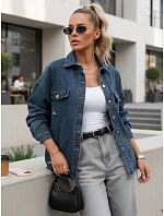 Dámská tmavě modrá džínová košilová bunda FashionStreet TY5689 Dámská tmavě modrá džínová košilová bunda FashionStreet TY5689