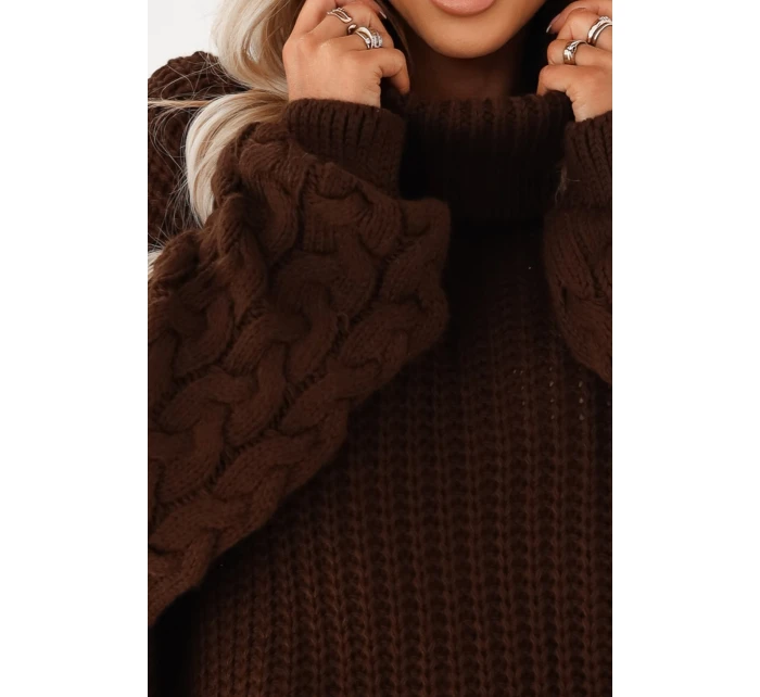 Teplý rolák oversize s širokými rukávy model 21794488 - numoco basic Teplý rolák oversize s širokými rukávy model 21794488 - numoco basic