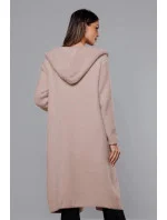 Dlouhý béžový vlněný přehoz přes oblečení typu alpaka s kapucí model 18059173 - MADE IN ITALY Dlouhý béžový vlněný přehoz přes oblečení typu alpaka s kapucí model 18059173 - MADE IN ITALY