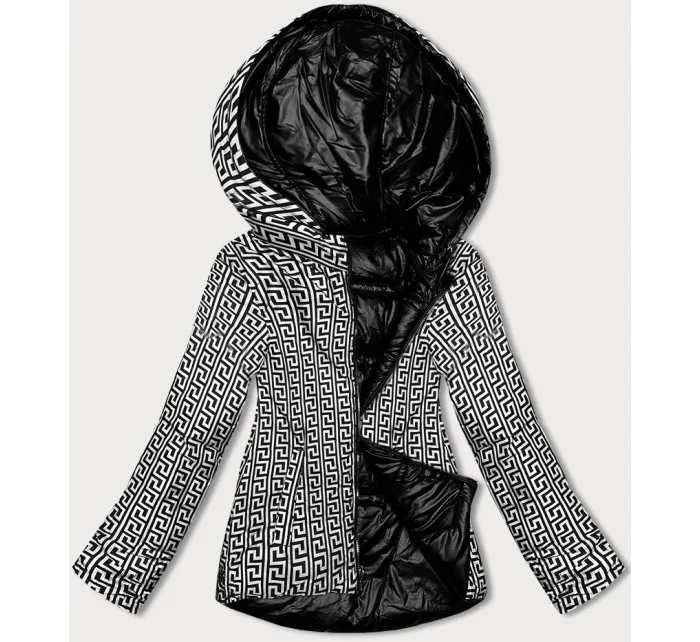 Oboustranná černá dámská bunda s asymetrickou spodní částí (16M9136-392) Oboustranná černá dámská bunda s asymetrickou spodní částí (16M9136-392)