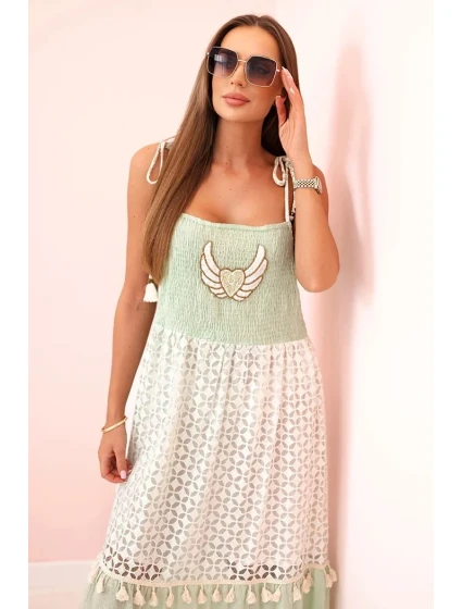 Dámské boho šaty s ramínky s výšivkou a krajkou mincovna