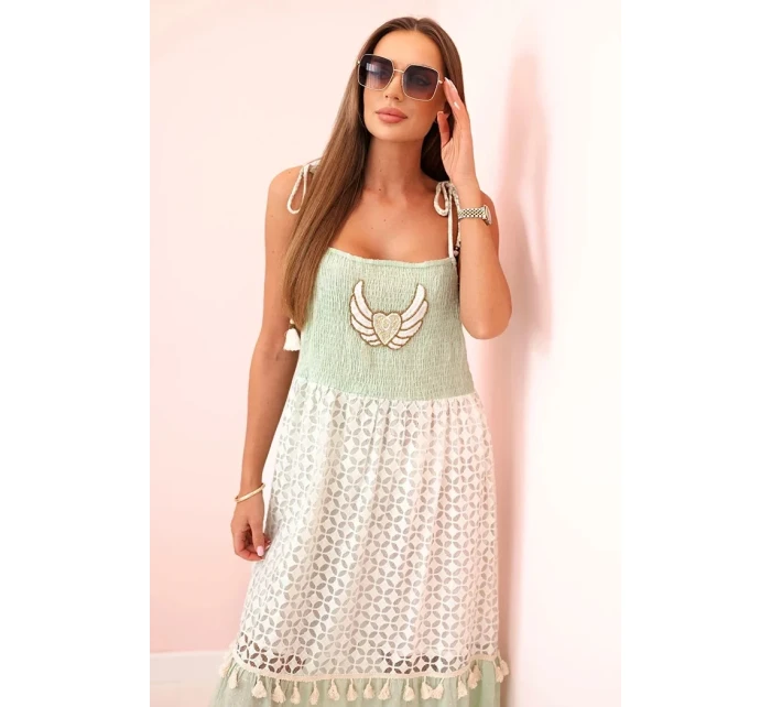 Dámské boho šaty s ramínky s výšivkou a krajkou mincovna