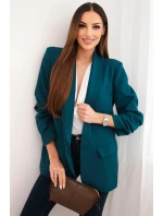 Sako s klopami elegantní tmavě modrozelená