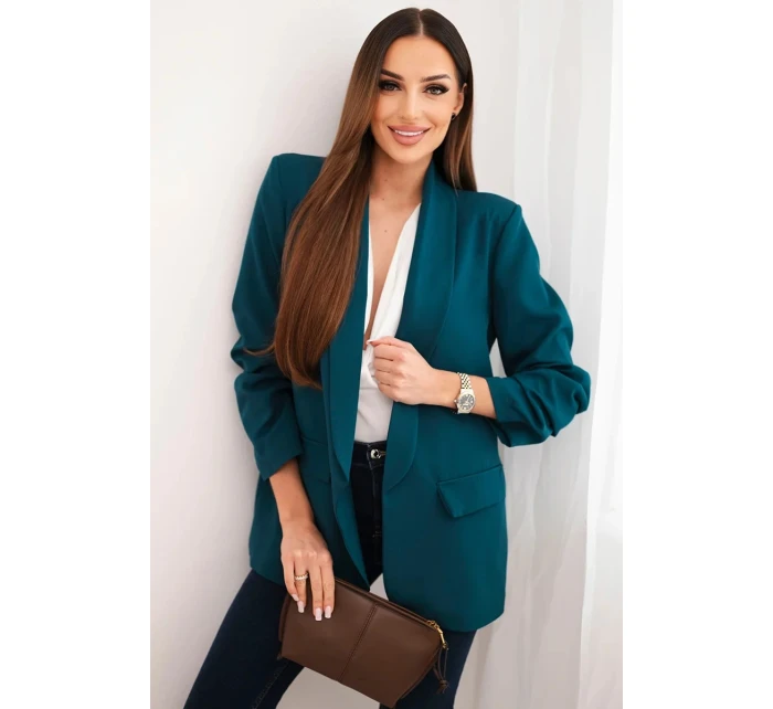 Sako s klopami elegantní tmavě modrozelená