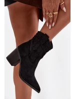 Dámské kožené boty na podpatku v stylu kovbojky černé model 21714314 - Boto