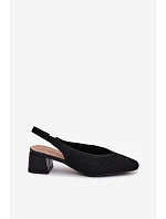 Materiálové dámské sandály na podpatku Černé model 22102921 - Boto