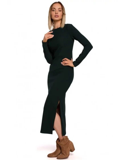 Dámské šaty s rozparkem na boku model 19022102 Tmavě zelená - Moe