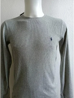 Pánské tričko dlouhým rukávem 714687799003 šedé - Ralph Lauren