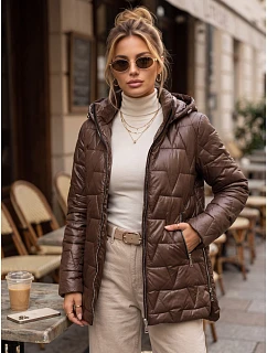 Dámská prošívaná bunda s odnímatelnou kapucí, hnědá, FashionStreet TY5796