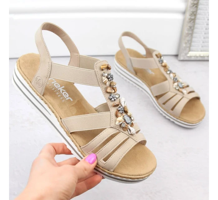 Pohodlné sandály Rieker W RKR680 beige Pohodlné sandály Rieker W RKR680 beige