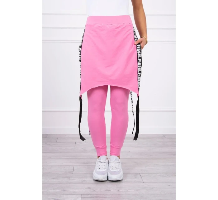 Kalhoty/oblek s nápisem selfie světle růžový