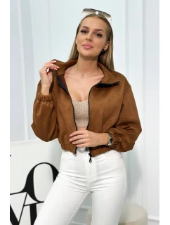Semišová mikina na zip Velbloud