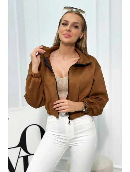 Semišová mikina na zip Velbloud