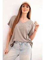 Dámská bavlněná halenka s výstřihem do V a krátkým rukávem fango