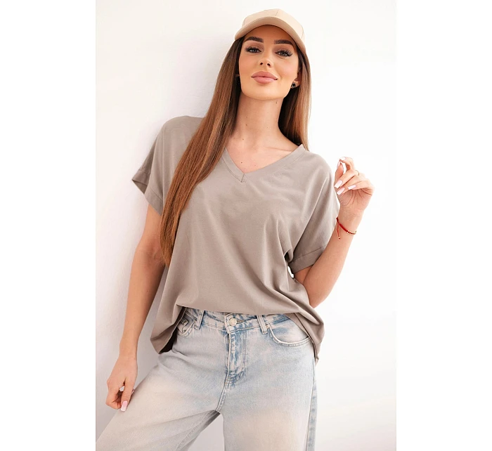 Dámská bavlněná halenka s výstřihem do V a krátkým rukávem fango