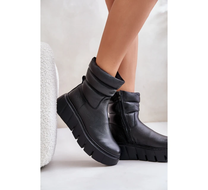 Dámské Kožené Boty na Zip S Černé model 21673708 - Zazoo Dámské Kožené Boty na Zip S Černé model 21673708 - Zazoo