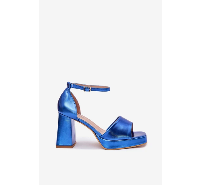 Dámské Sandály Na Podpatku Modré model 21703024 - Boto Dámské Sandály Na Podpatku Modré model 21703024 - Boto