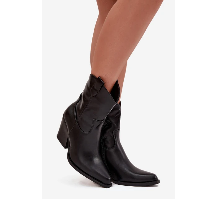 Dámské Kožené Na Podpatku Černé model 21747852 - Boto Dámské Kožené Na Podpatku Černé model 21747852 - Boto