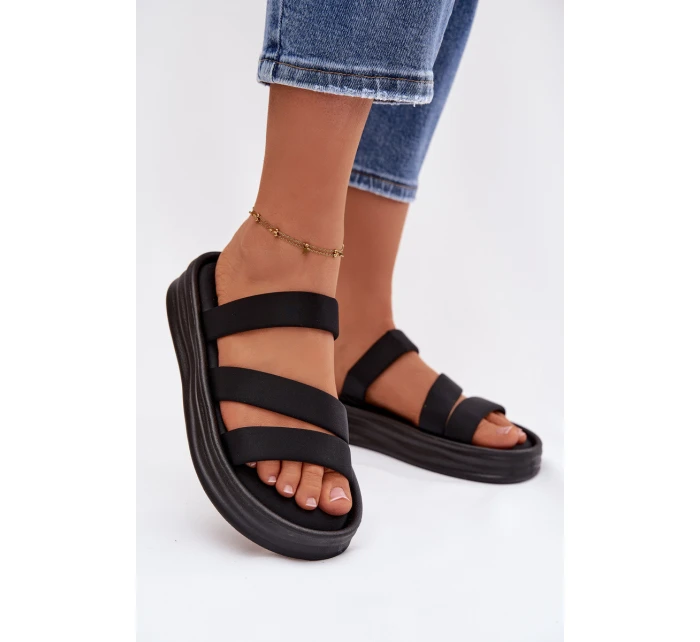 dámské pantofle na platformě s pásky Černé model 21943290 - Boto