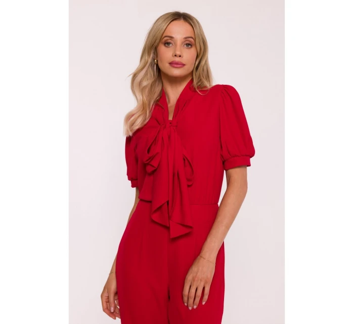 model 21470634 Kombinéza s mašlí na zavazování červená - STYLOVE