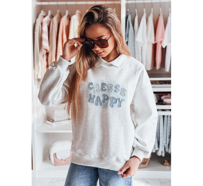 Dámská oversize mikina s potiskem HAPIRES šedá FashionStreet BY1485