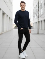 Pánské tmavě modré tričko FashionStreet s dlouhým rukávem LX0580 Pánské tmavě modré tričko FashionStreet s dlouhým rukávem LX0580