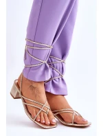 Vázané Sandály S model 21620055 Podpatky zlato Secret Love - Boto Vázané Sandály S model 21620055 Podpatky zlato Secret Love - Boto