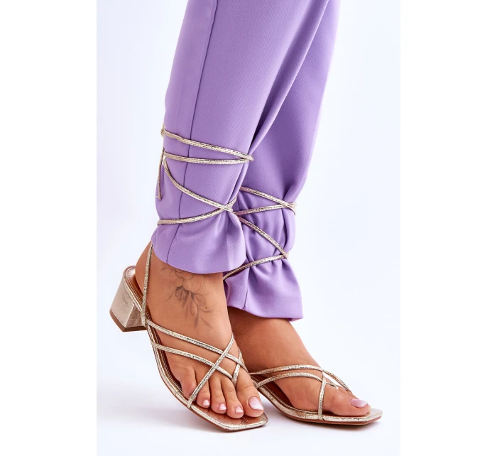 Vázané Sandály S model 21620055 Podpatky zlato Secret Love - Boto Vázané Sandály S model 21620055 Podpatky zlato Secret Love - Boto