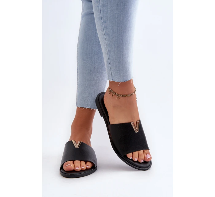 Dámské sandály z ekokože na ploché černé model 21657853 - EVENTO Dámské sandály z ekokože na ploché černé model 21657853 - EVENTO